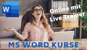 MS Word online Kurs mit Live Trainer - Buchen Sie jetzt! - Bild mit Frau, die sich freut.