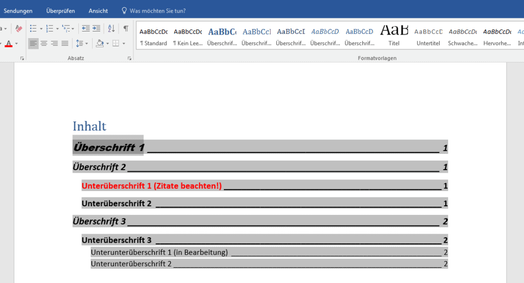 Inhaltverzeichnisse in Word anlegen - AS Computerwissen