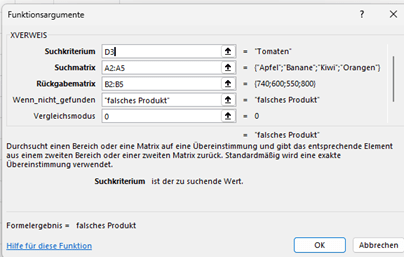 Integrierte Fehlerbehandlung XVERWEIS - Syntax